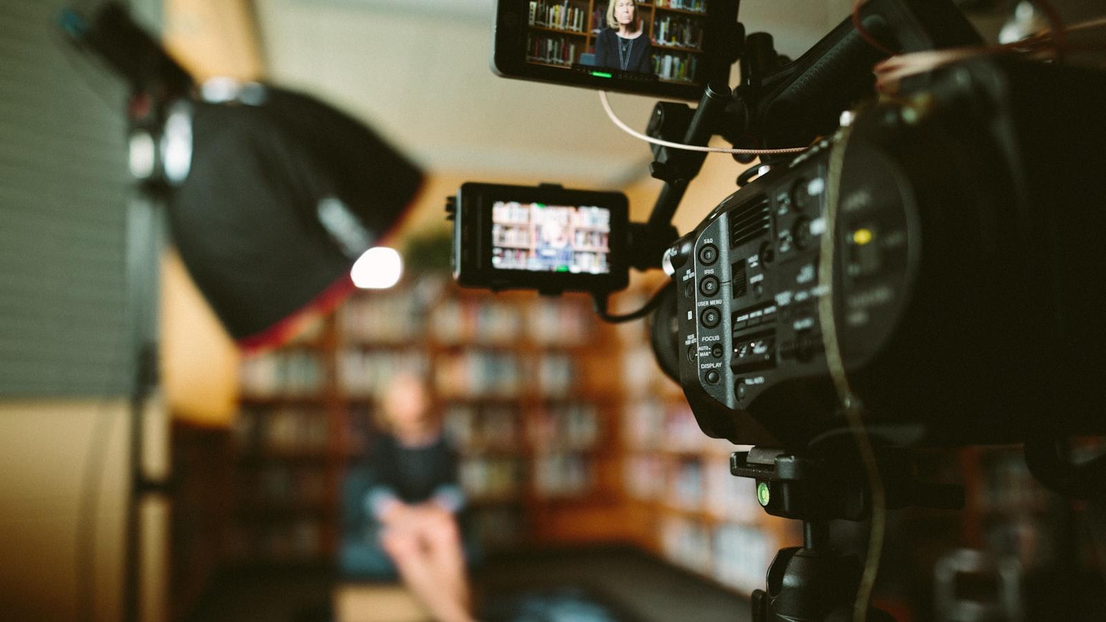 Live video production set with crew and cameras
