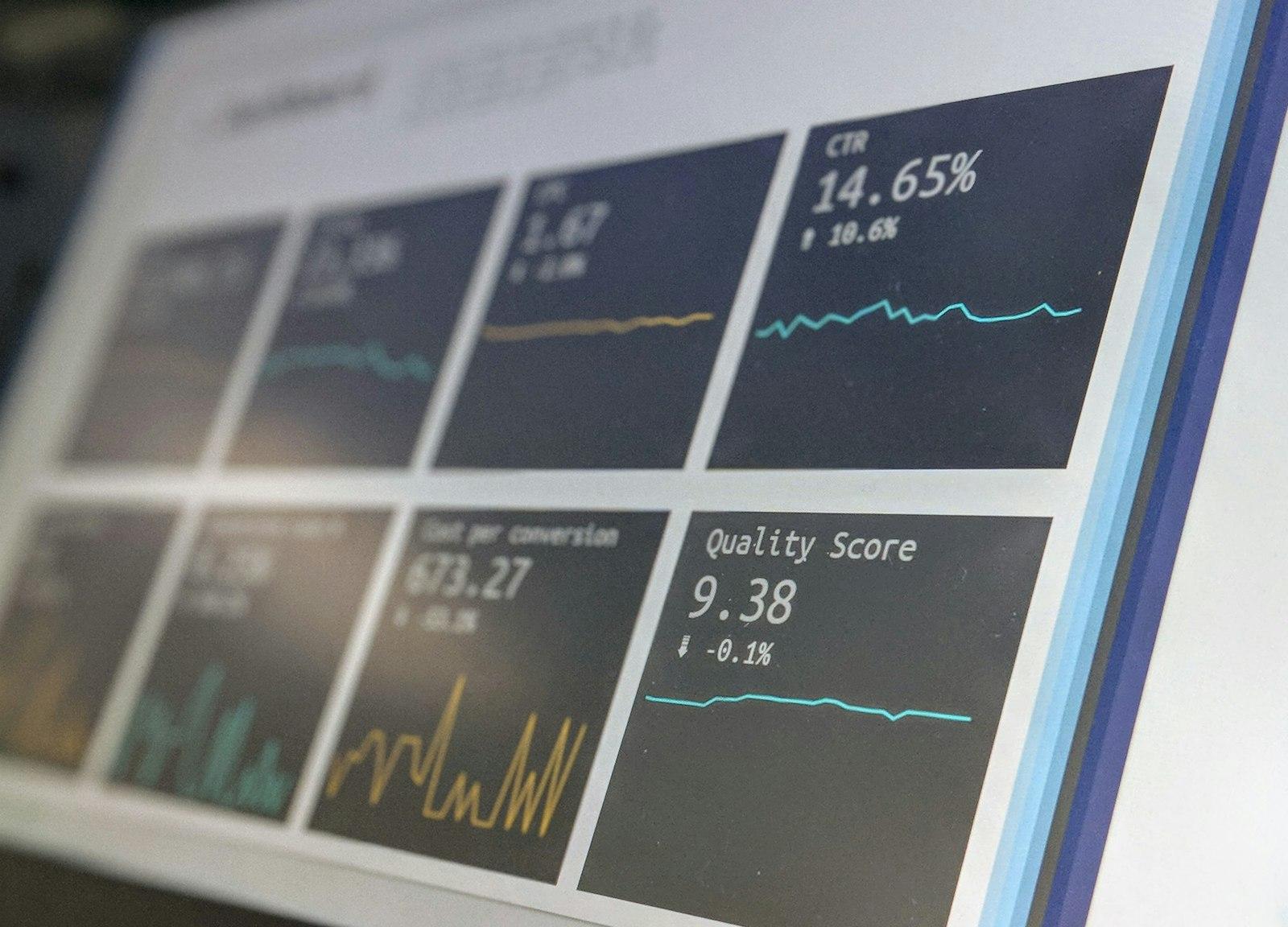 Data and KPI dashboards on screen
